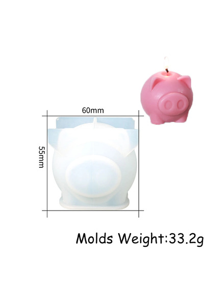 Choice pig 3D Cartoon Pig Candle Silicone Mold New Piggy Soap Resin Plaster M...