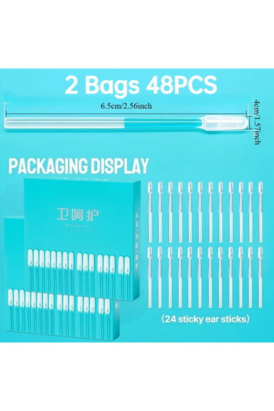 Choice1 2Bag 48PCS Sticky Ear Digger Soft Head Ear Wax Cleaning Sticks Safety...