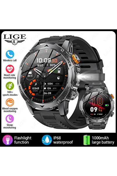 Choice black LIGE New 1000mAh Capacity Battery Smart Watch LED Flashlight Out...