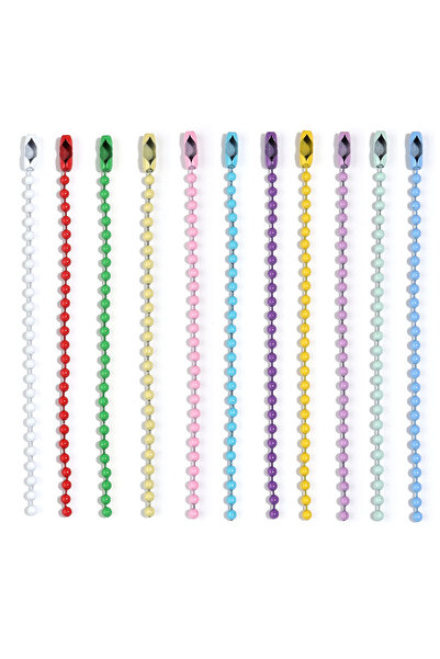 Choice13 10cm Mixed 100pcs 10/12cm Iron Colorful Ball Bead Chains KeyRing Dol...