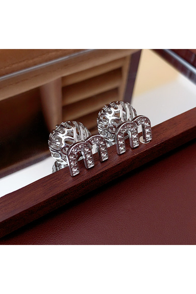 Choice HE14929-1 Zircon Drop Oil M Letter Ear Buckle Female Design High-grade...