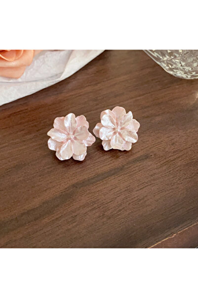 Choice Pink Acrylic White Camellia Flowers Stud Earrings for Women Fashion Te...