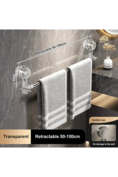 Choice Transparent 50-100CM Suction Cup Wall Towel Rack No Drilling Single Ro...