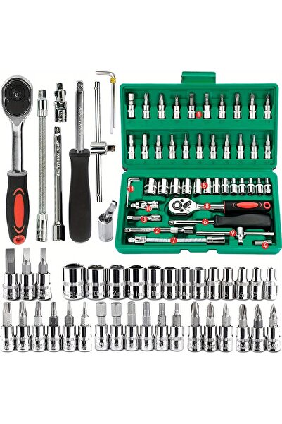 Choice4 46pcs-A2 46pc Drive Socket Set 1/4 inch Ratchet Wrench Set with Socke...