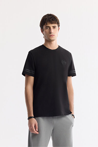 Avva Men's Black Crew Neck Cotton 2 Thread Regular Fit T-Shirt A51Y1163