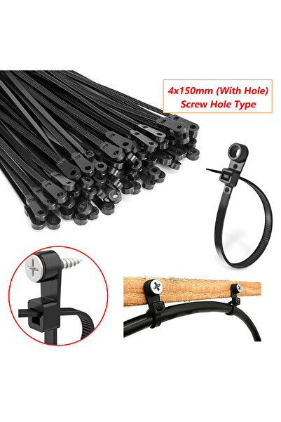 Choice1 100 PCS 4x150mm (With Hole) 100-500PCS Screw Hole Cable Ties Reusable...