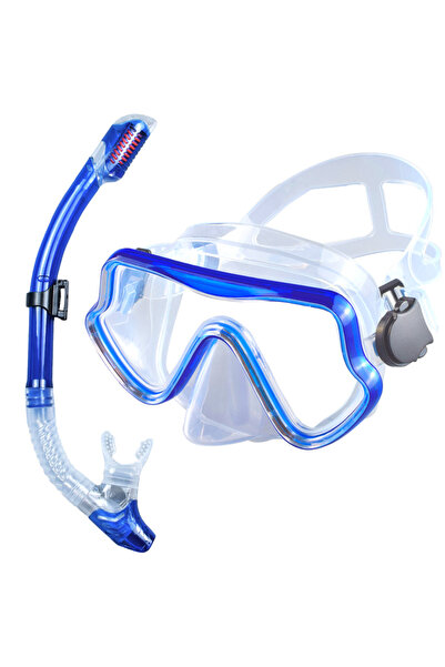 Choice Blue Scuba Diving Mask Snorkel Set For Adults Tempered Glass Professio...