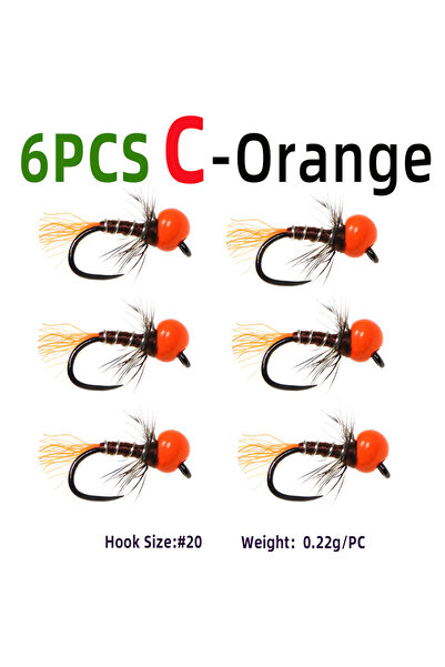Choice 6PCS C Orange ICERIO 6PCS Fast Sinking Offset Tungsten Bead Head Perdi...