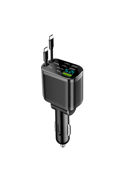 Choice double type c Elough Retractable Car Charger 5 in 1 Fast Charging Car ...