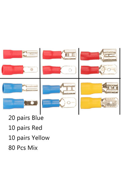Choice 80pcs Mix 60/80pcs male female insulated spade connector, 6.3mm 1/4" 2...
