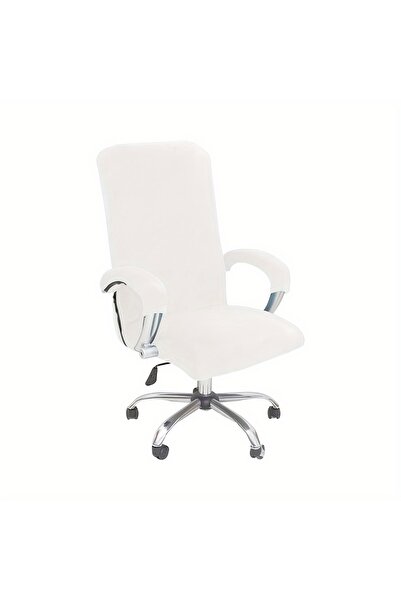 Choice L White 3pcs/set Velvet Plush Stretch Computer Office Chair Cover With...