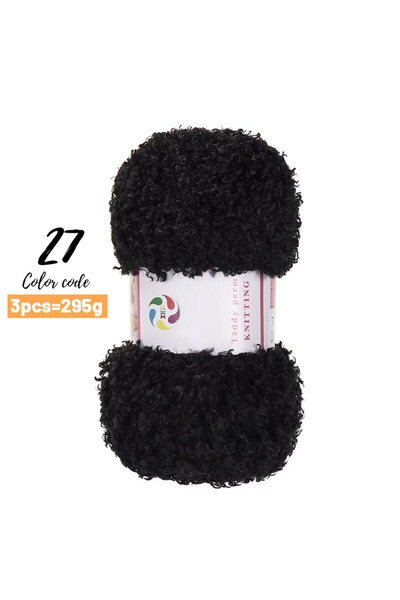 Choice 27 Black 295g Yarn That Imitates Teddy Fur, Faux Fur Yarn, Handmade Kn...