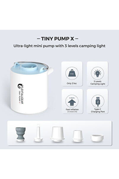 Choice Blue FLEXTAIL Portable Air Pump, Mini Camping Pump with Light, USB-C C...