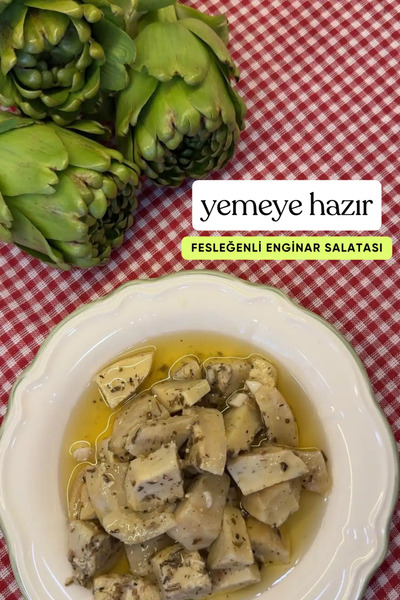 enginar mevsimi "tarladan sofranıza, doğru adres" Fesleğenli Marine Çanak Enginar Salatası | 425GR