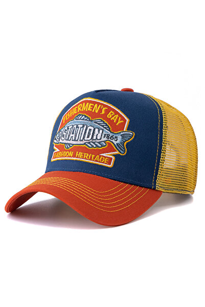 Choice 56cm-60cm Orange Navy Blue Unisex Summer Fishing Cap Breathable Mesh T...