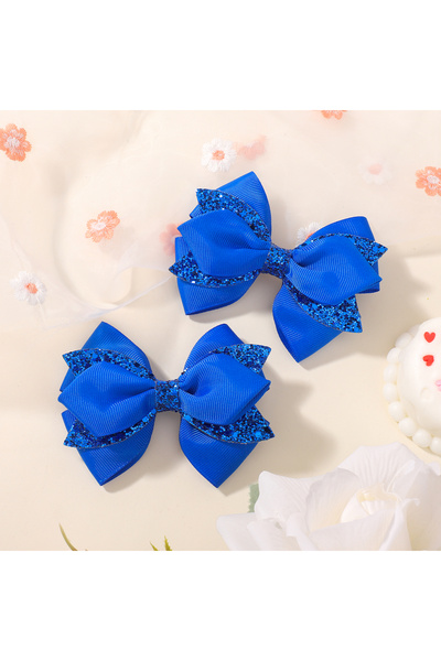 Choice3 FJ5111-2A-6 2Pcs/set Colorful Party Bowknot Ribbon Hair Clips for Gir...