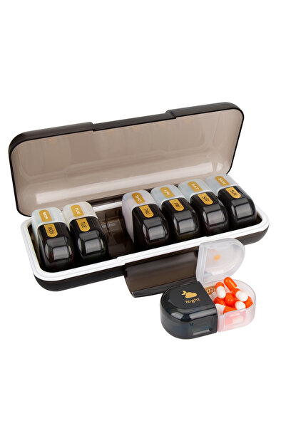 Choice1 Black White Extra Weekly Pill Organizer 2 Times a Day, Daily AM and P...