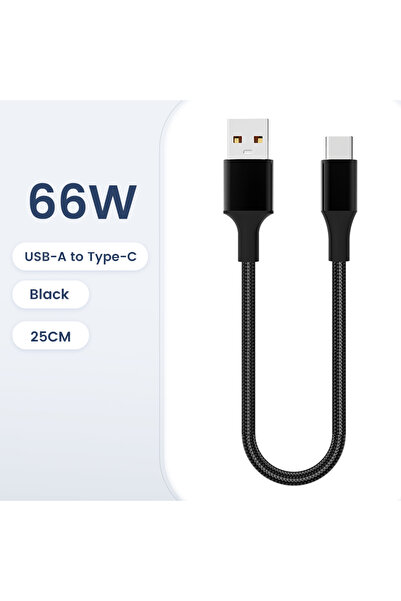 Choice 0.25m Black USB A to C 25CM Short Cable USB C to Type C Cable 66W Fast...