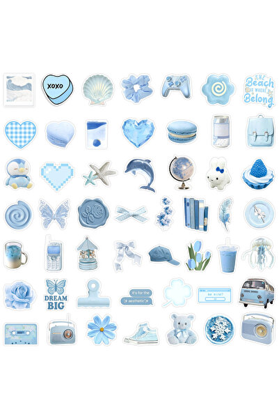 Choice 50pcs 50/100 Pcs Ins Style Light Blue Theme Stickers DIY for Scrapbook...
