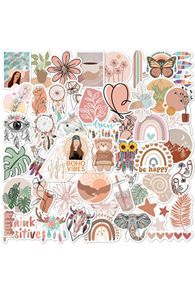 choice2 50PCS 10/30/50pcs Cute Bohemian Art Style Graffiti Stickers Boho Aest...