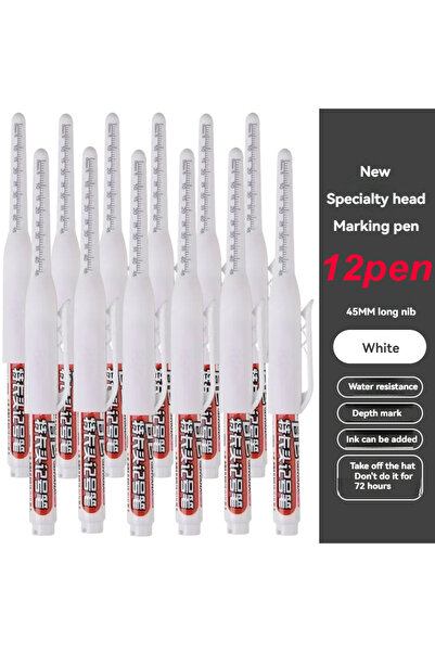 Choice42 12pcs white pen 45mm Waterproof Deep Hole Marker Pens Long Nib Head ...