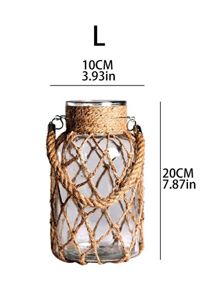 Choice KK049-RXHP239-L Hand Woven Hemp Rope Glass Vase Dry Flower Decor Art G...