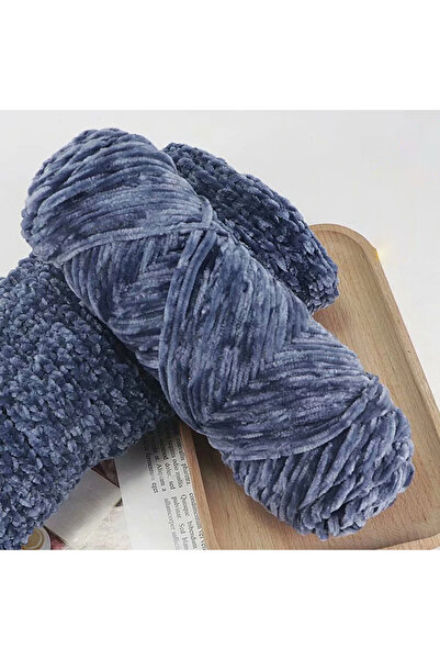 Choice Blue Gray 95g Chenille Soft Velvet Yarn Blended Knitting Wool Crochet ...