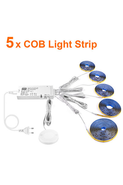 Choice 1m EU Power Plug Warm White 5PCS LED Strip 1-6 Sets 110V 220V COB Led ...