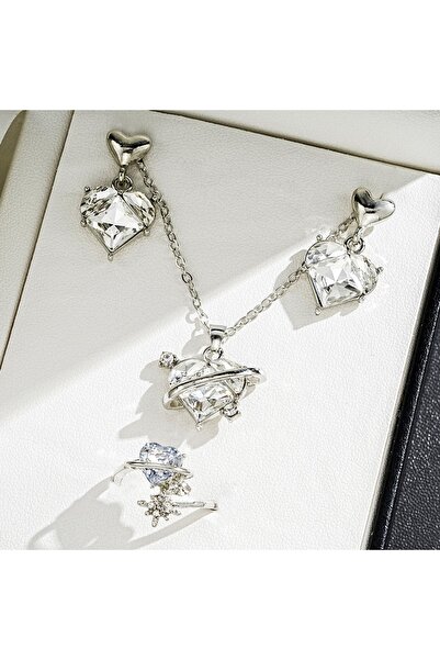 Choice AYA5968801HB 4 Pieces Love Pink Crystals Sweet Earrings Necklaces And ...