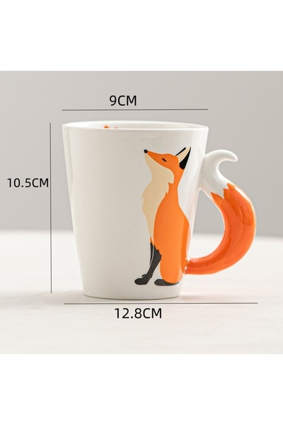 Choice 360ML Orange 360ML 3D Fox Ceramic Cups Cartoon Animal Pattern Coffee M...