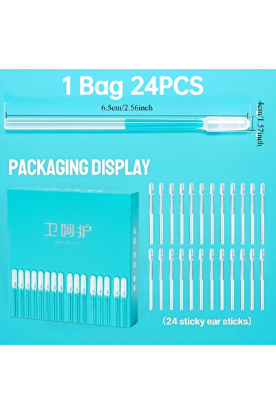 Choice 1Bag 24PCS Sticky Ear Digger Soft Head Ear Wax Cleaning Sticks Safety ...