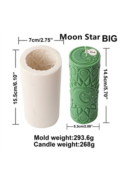 Choice3 Moon Star Big Candle Mold Taiji Pattern Silicone Candle Mold Durable ...