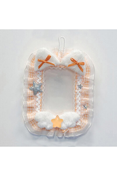 Choice1 Orange Cute Pentagram Photo Card Holder with Hanging Chain for Backpa...
