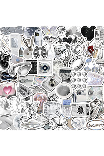 choice2 66PCS 10/30/66PCS Cool Silver Stickers Waterproof Pvc Decals for Skat...
