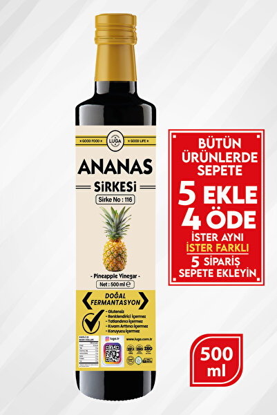 Luga Ananas Sirkesi - % Doğal Fermantasyon, Katkısız, Koruyucusuz, Glutensiz,...