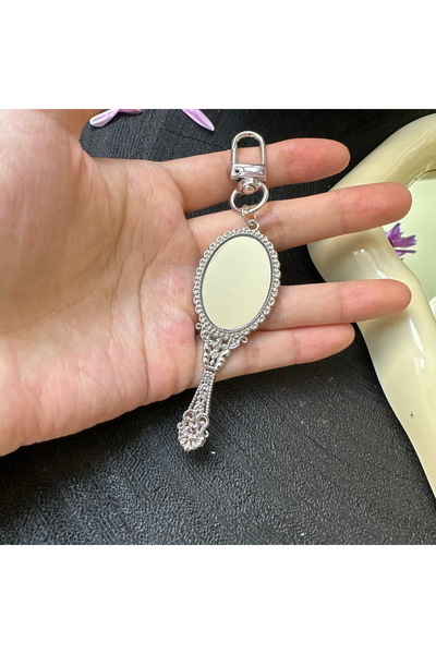 choice2 Silver 1Pcs Retro Handle Mirror Vintage Bag Pendant Fashion Keychain ...