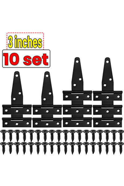 Choice3 StyleA -10set 3/4/6 Inch Black T-Strap Hinges Rustic Gate Strap Hinge...