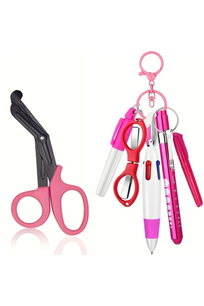 Choice1 Pink 1 set/8 pcs: (keychain, key ring, ballpoint pen, pen light (batt...