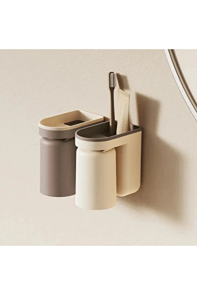 Choice Beige and Brown 1 Pc Innovative Toothbrush Storage Rack No Hole Light ...