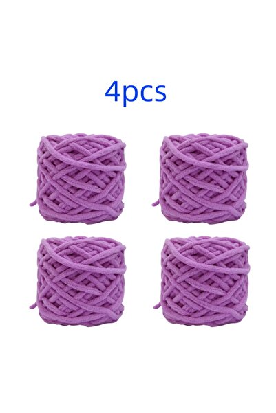 Choice 13-4pcs 100g/ball Chenille Knitting Yarn Soft Ice Strip Line Cotton Ya...