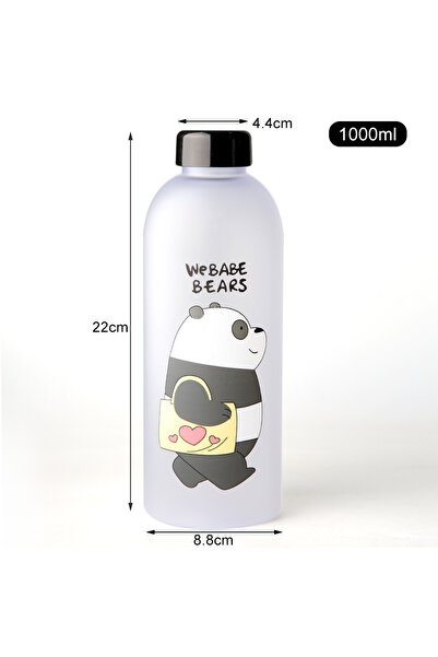 Choice 1.0L Frosted Black Bear Water Bottles Cute Panda Bear Cup 1000ml With ...