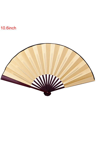 Choice 13 inches Yellow Chinese Folding Fan Silk Cloth Blank Hand Held Fans W...