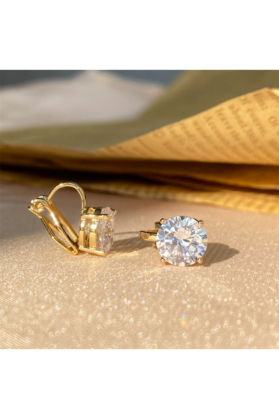 Choice Gold Color ZAKOL Shiny 7mm Cubic Zircon Ear Cuffs Earring Round Crysta...
