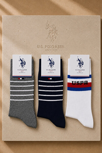 U.S. Polo Assn. 3-Piece Men's Daily Cotton Socks Striped Classic Socks