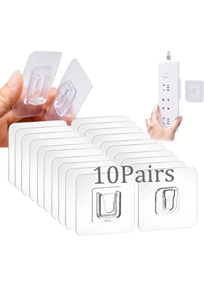choice2 10 Pairs 5/10 Pairs Clear Double-Sided Adhesive Wall Hooks - Mounted ...