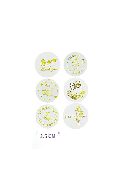 Choice H0593-100pcs 100-500Pcs Gold Foil Thank You Stickers for Gift Card Box...