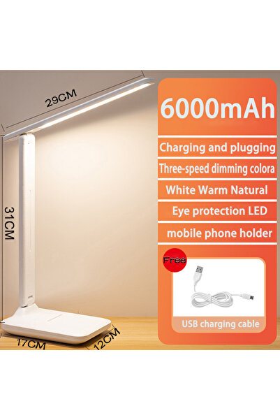 Choice مصباح طاولة LED بسعة 6000 مللي أمبير، قابل للشحن عبر منفذ USB أو التوص...