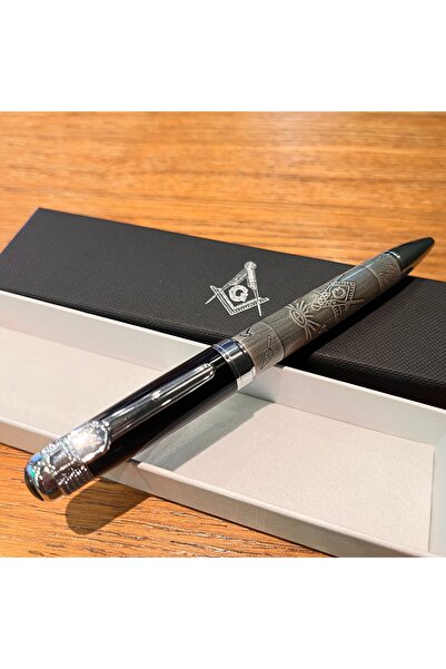 Choice black color blue ink Masonic Symbols Noblest Ancient Silver Heavy Weig...
