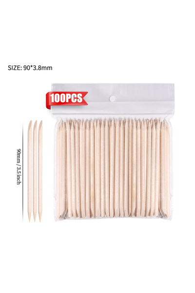 Choice6 90 mm 100Pcs Orange Wood Sticks for Nails Double Sided Cuticle Pusher...