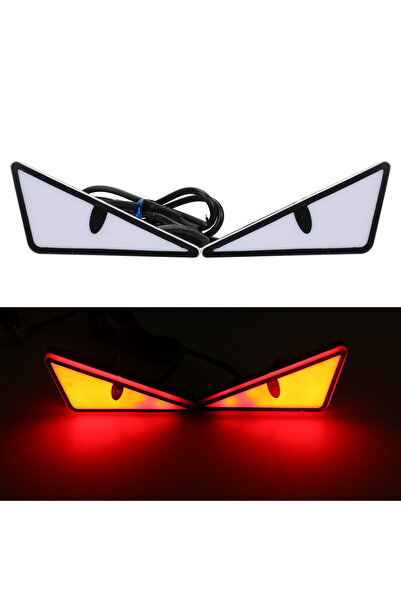 Choice3 مصباحان LED أحمران للدراجات النارية بتصميم عين الشيطان، نصف دائرة/مثل...